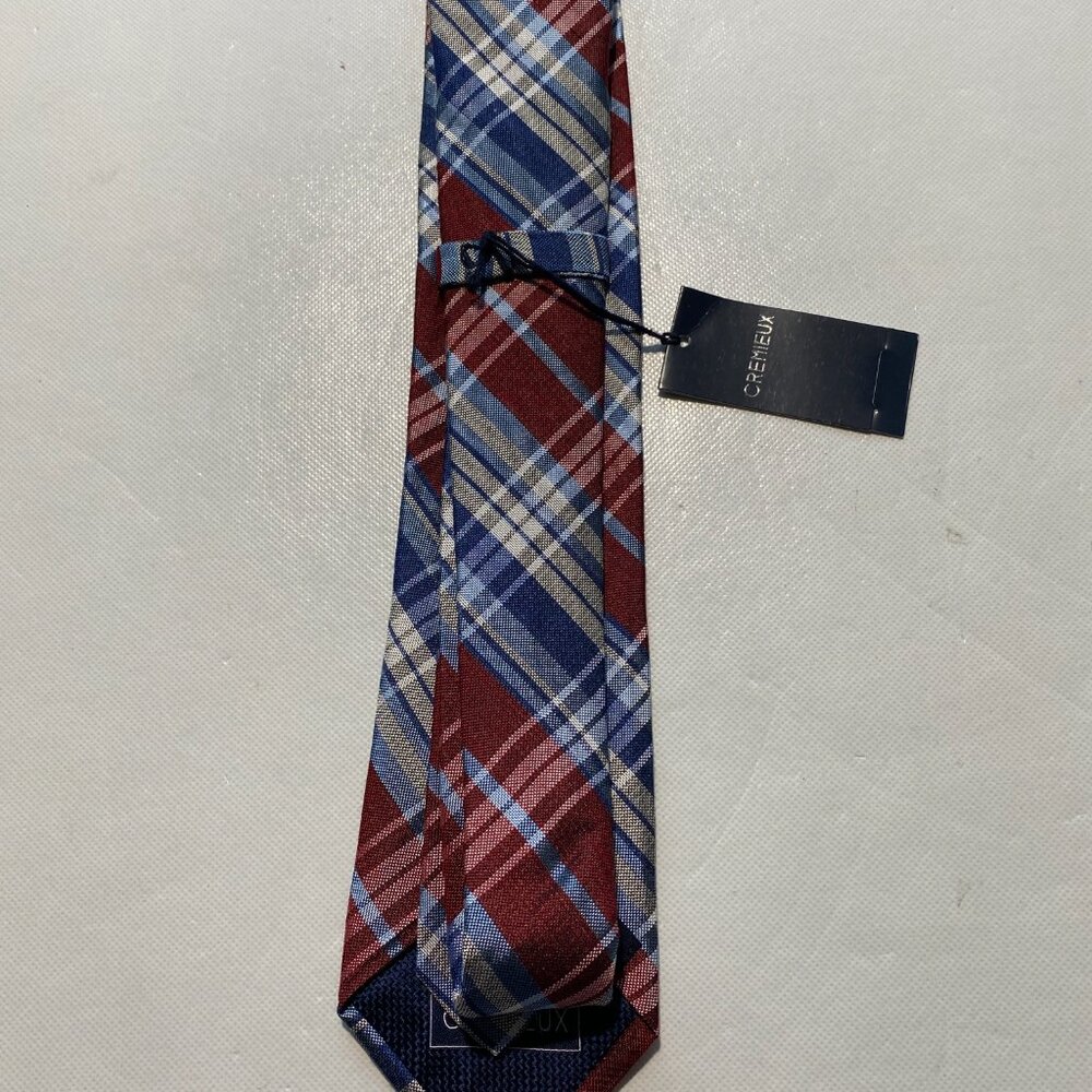 NEW Mens Italy Made Cremieux Neck Tie Silk Viscose Blue Navy Plaid MSRP $60 -A59 - Picture 4 of 7